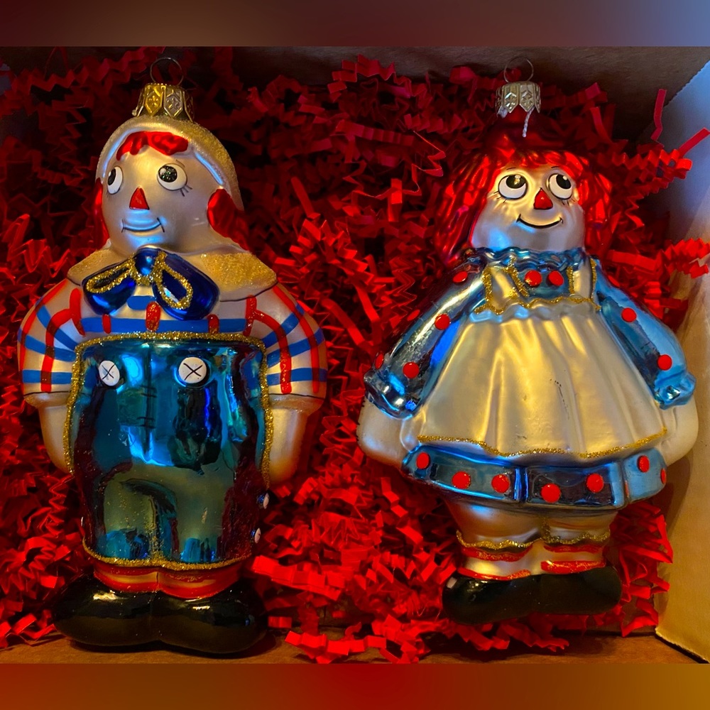 GORGEOUS Raggedy Ann & Andy Polonaise Ornament Set